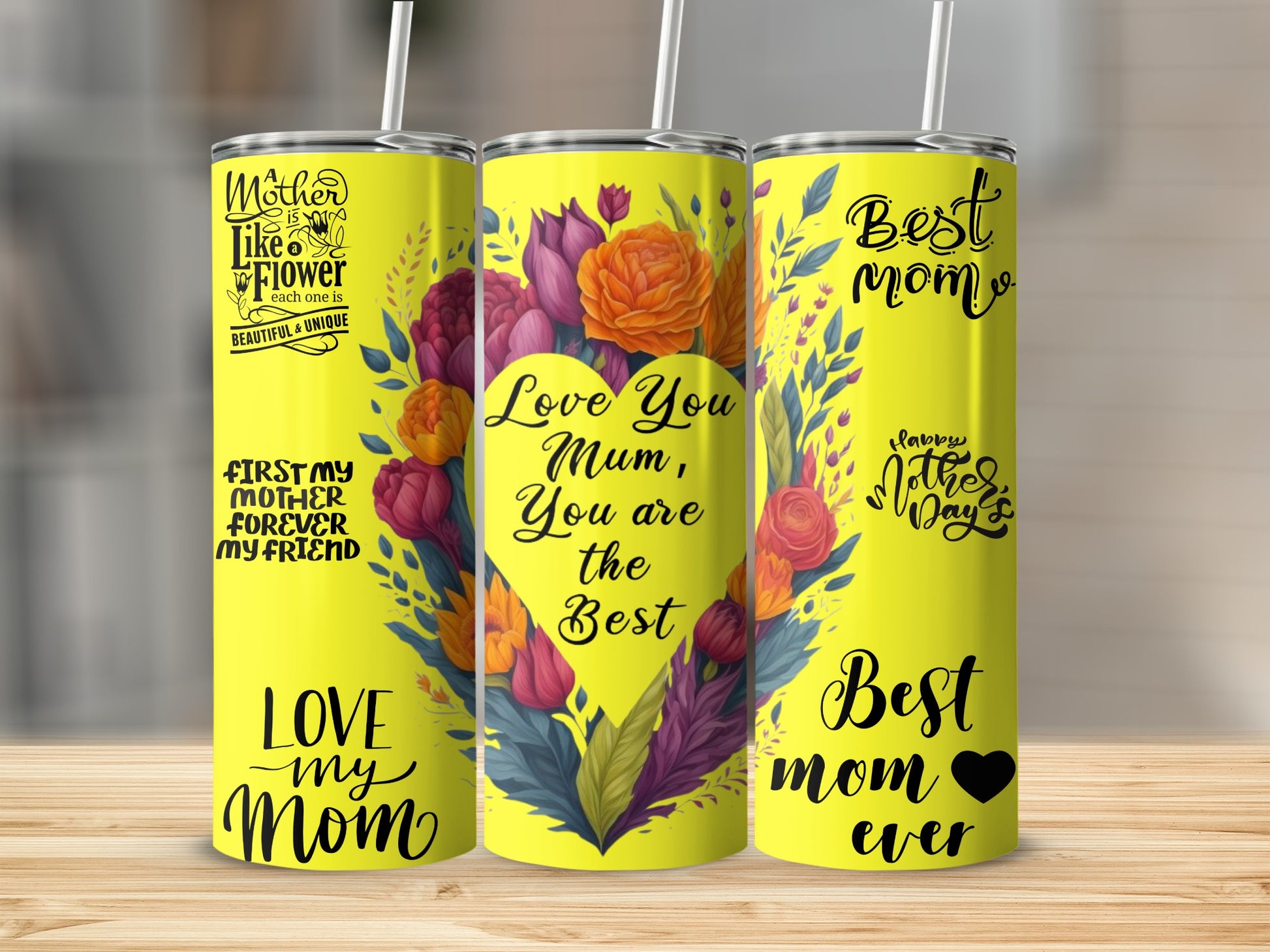 Love You Mum You Are The Best Flower Design Tumbler