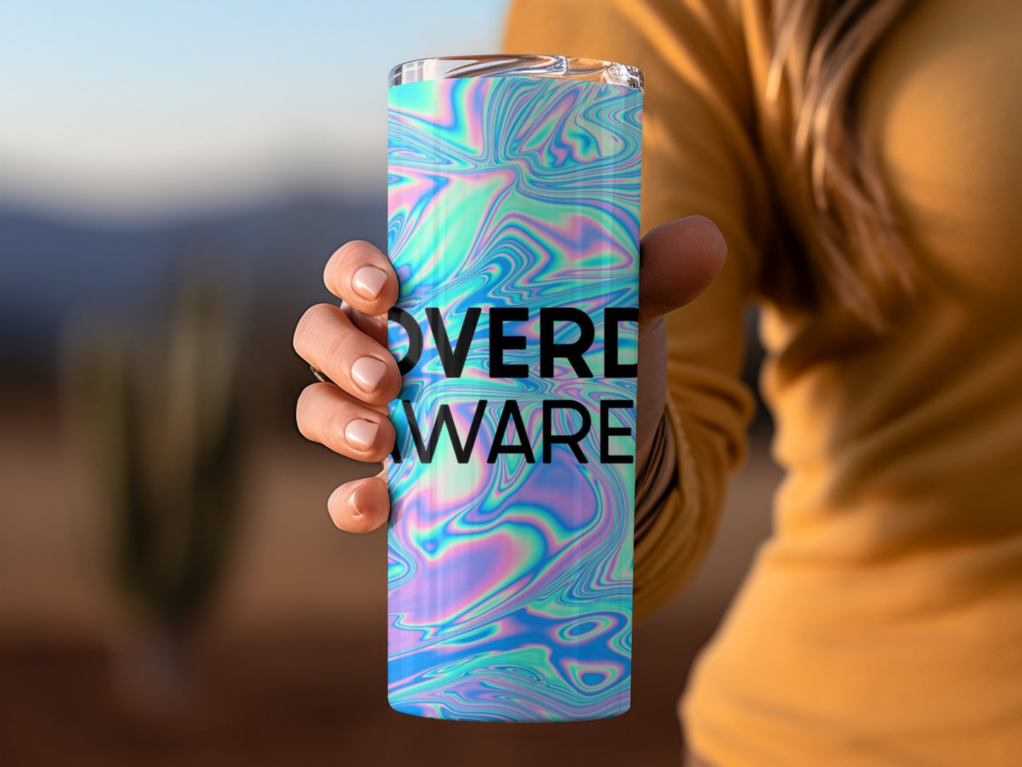 Holographic Pattern Overdware Text Insulated Tumbler