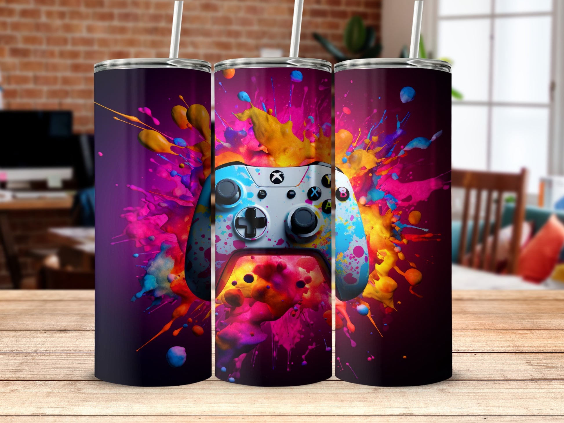 Colorful Splash Gaming Console Inspired Tumbler Product