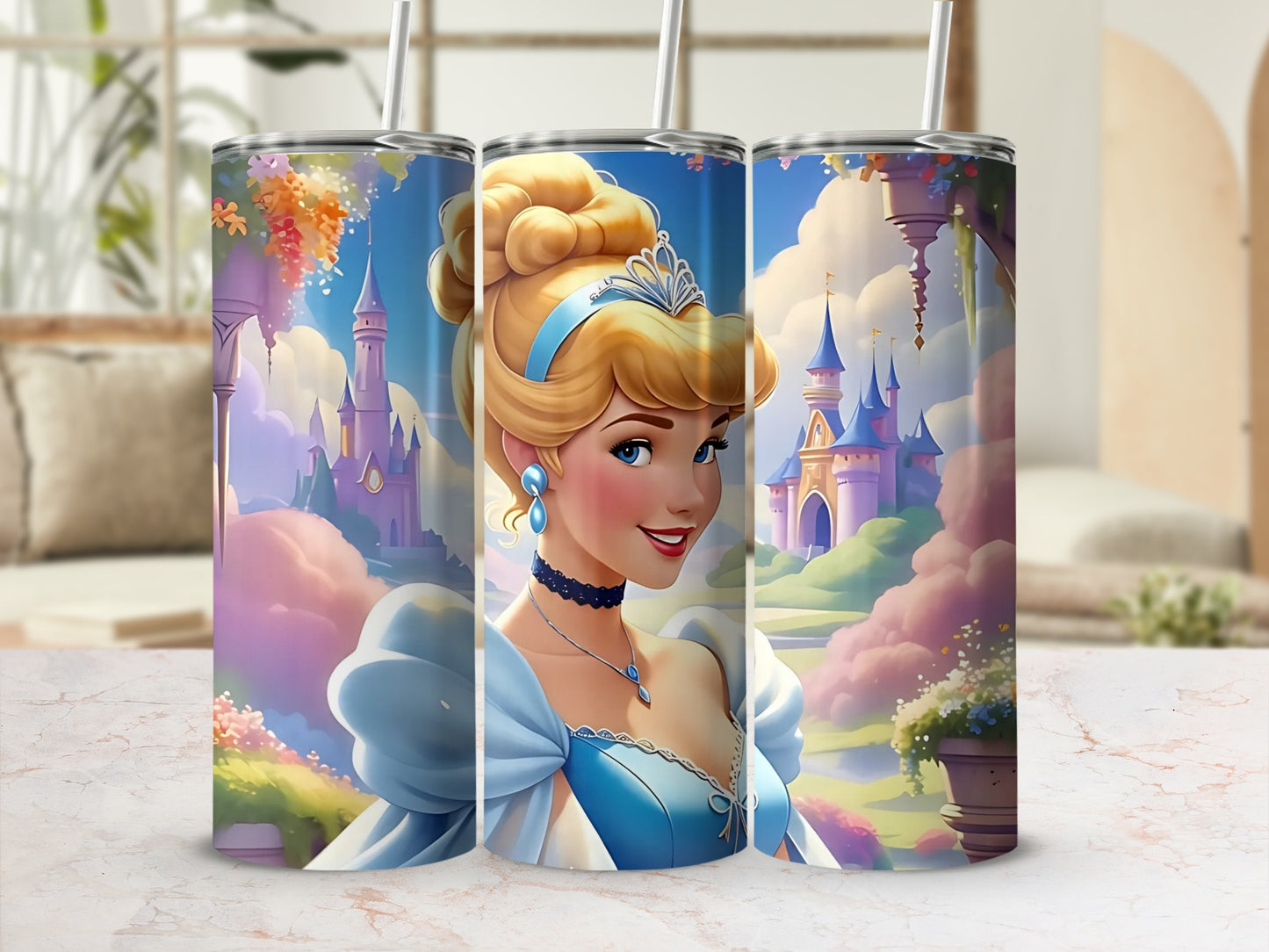 Princess Castle Tumbler with Straw Insulated Cup