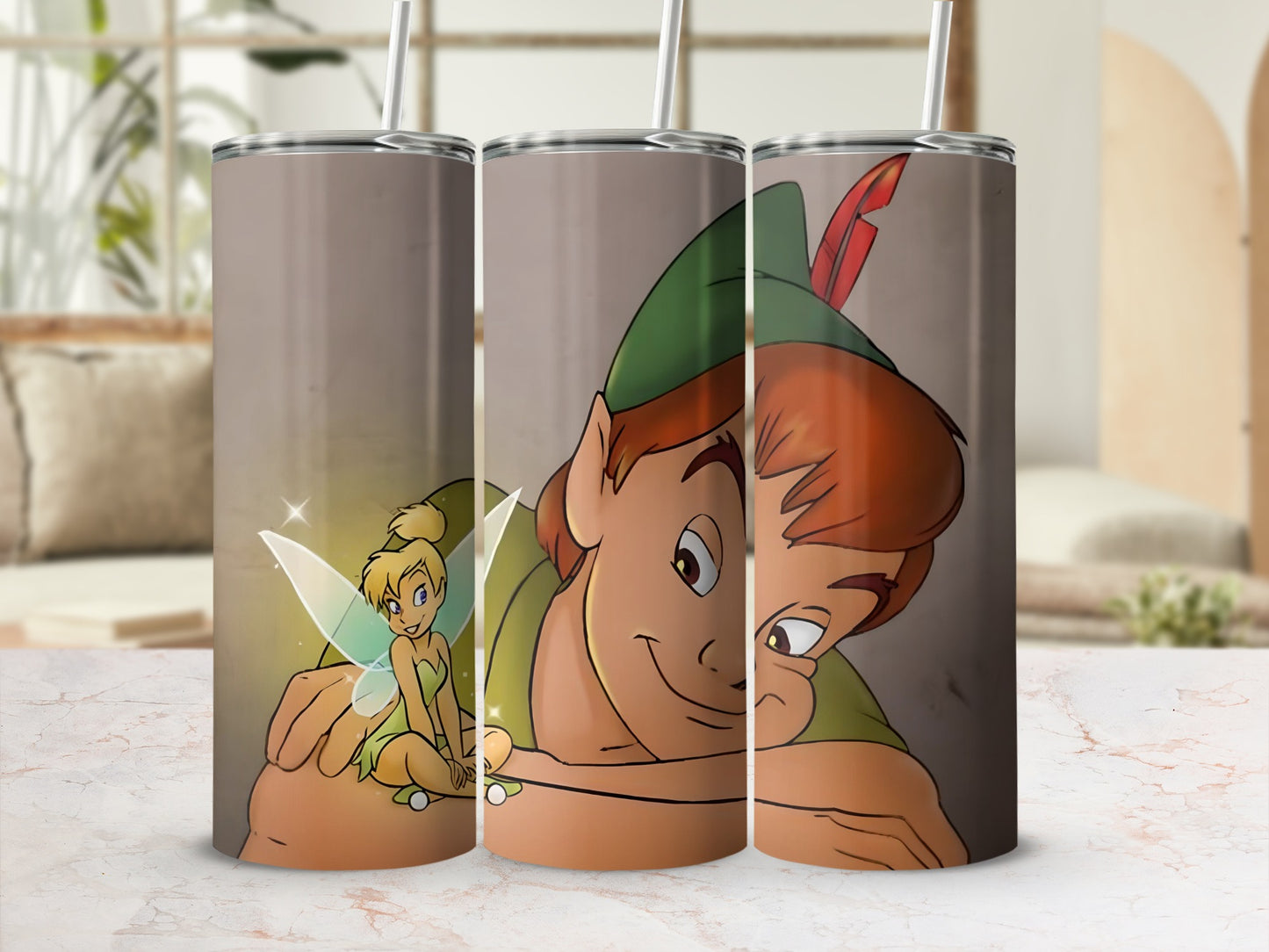 Fairy and Boy Tumbler with Straw Disney Inspired Cup
