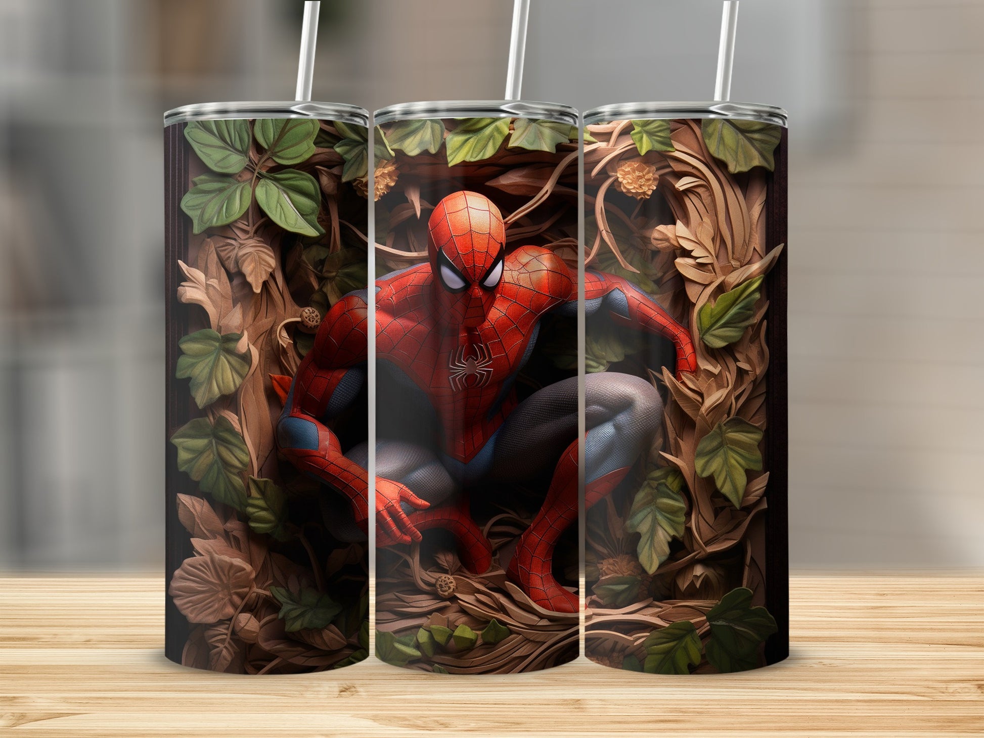 Spider Superhero with Wildlife Background tumbler