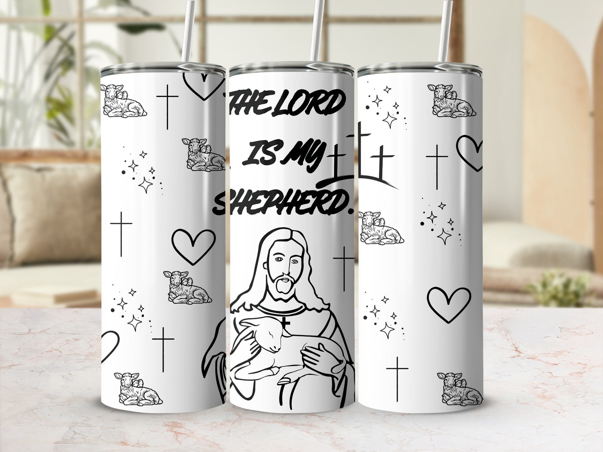 The Lord Is My Shepherd Design Inspirational Tumbler