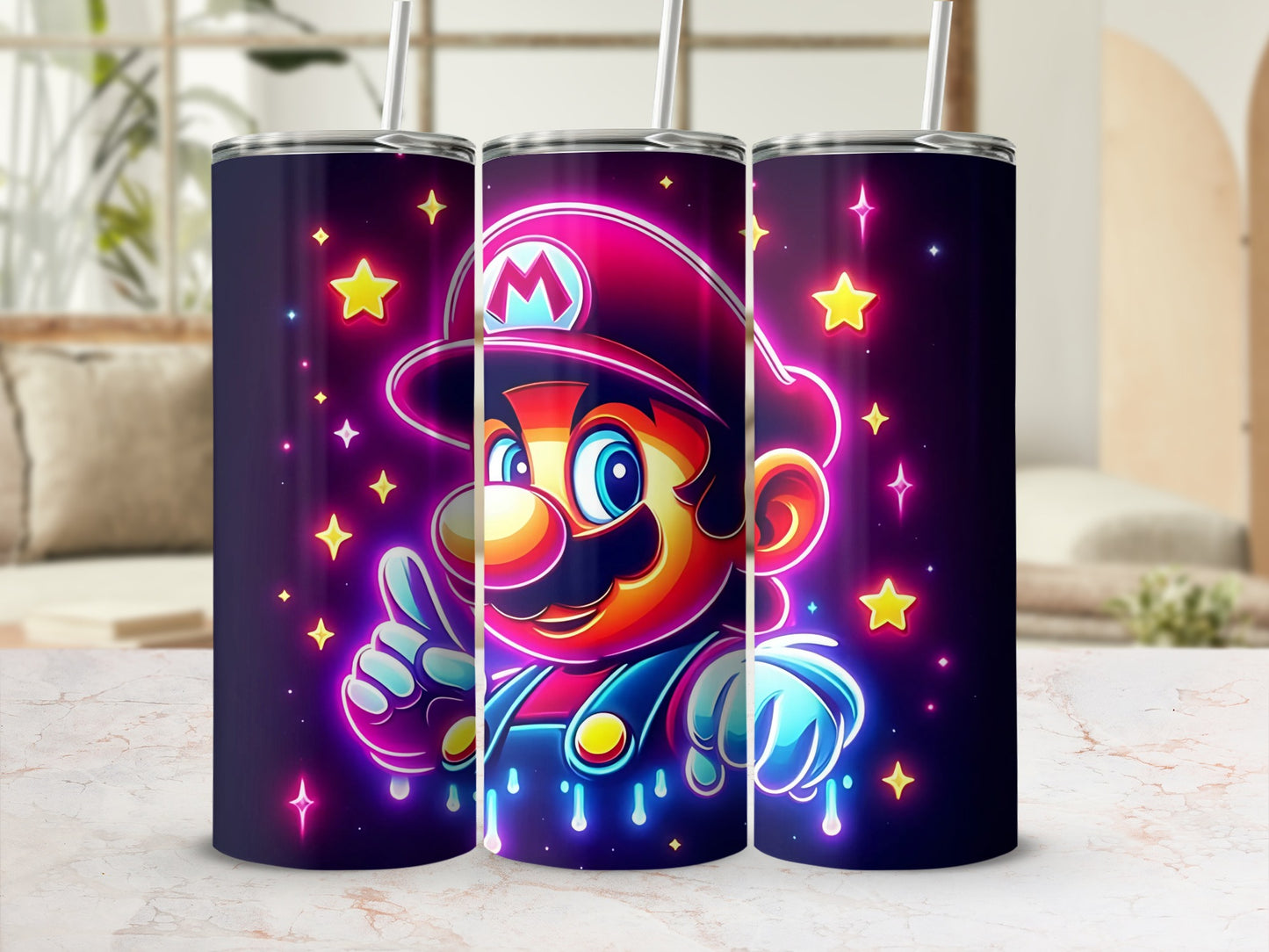 Neon Cartoon Character Design Tumbler Custom Art
