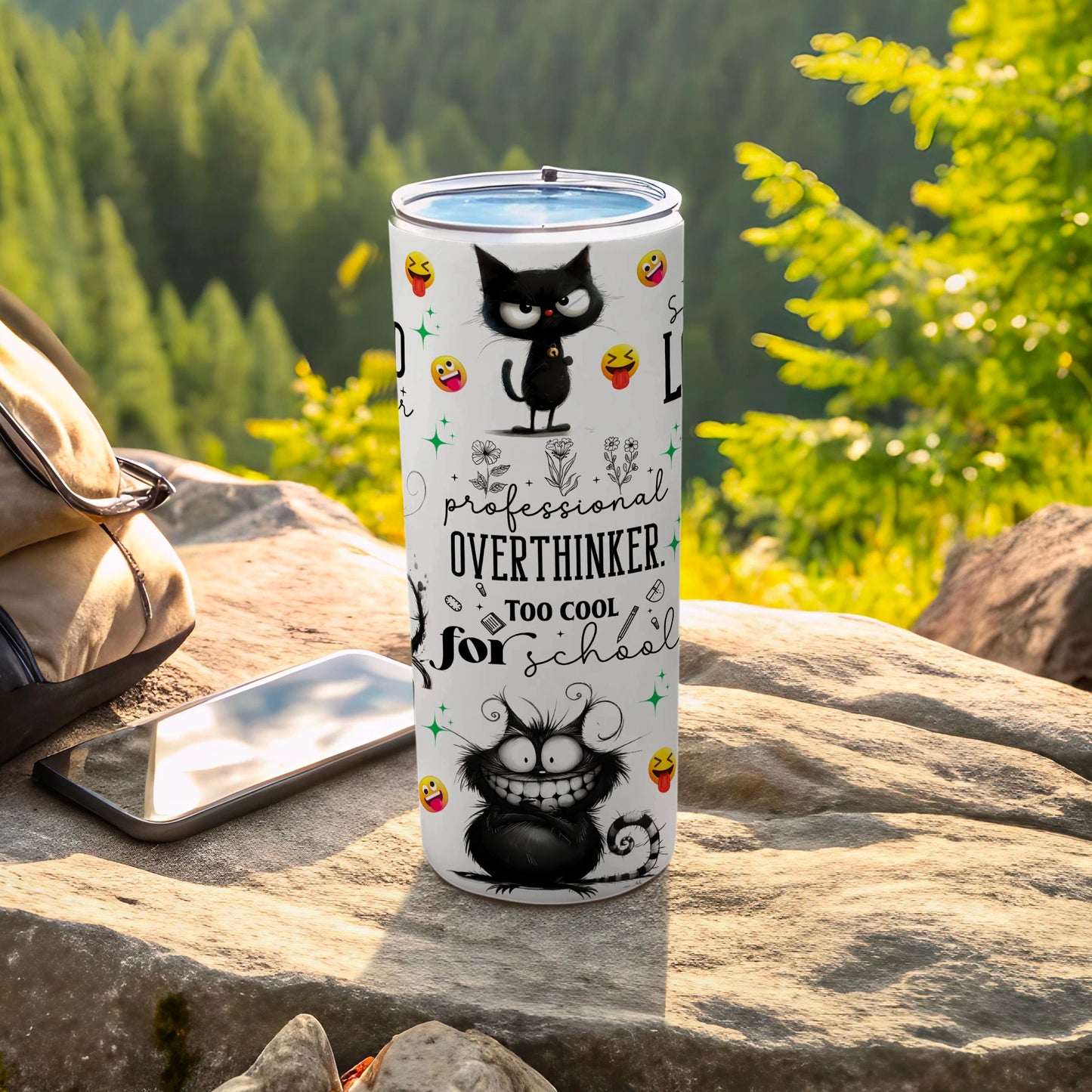 Professional Overthinker Cat Too Cool For School Tumbler product type