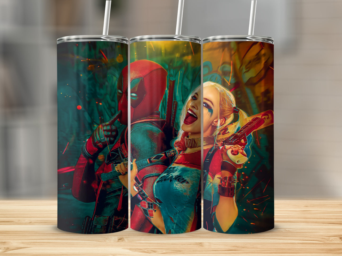 Deadpool Harley Quinn Shush Smile Bat Dynamic Tumbler product type