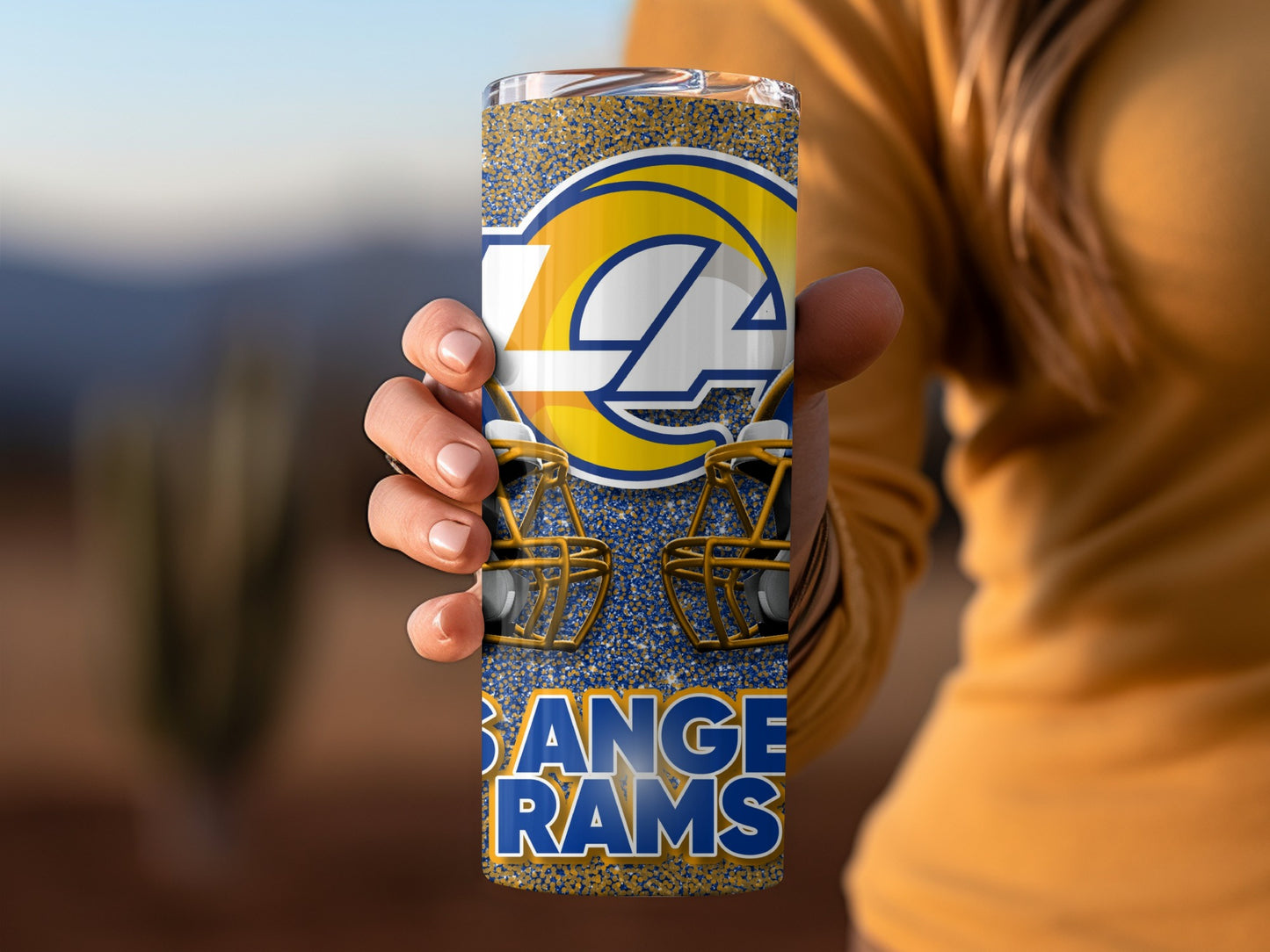 Los Angeles Rams Team Helmets Blue and Gold Design Tumblers