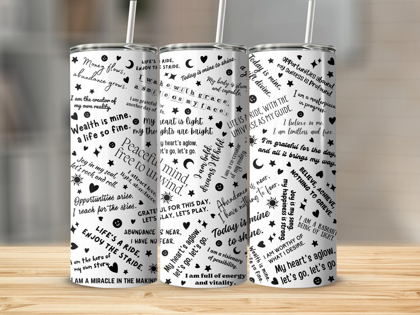 Motivational Quotes Patterned Insulated Tumbler