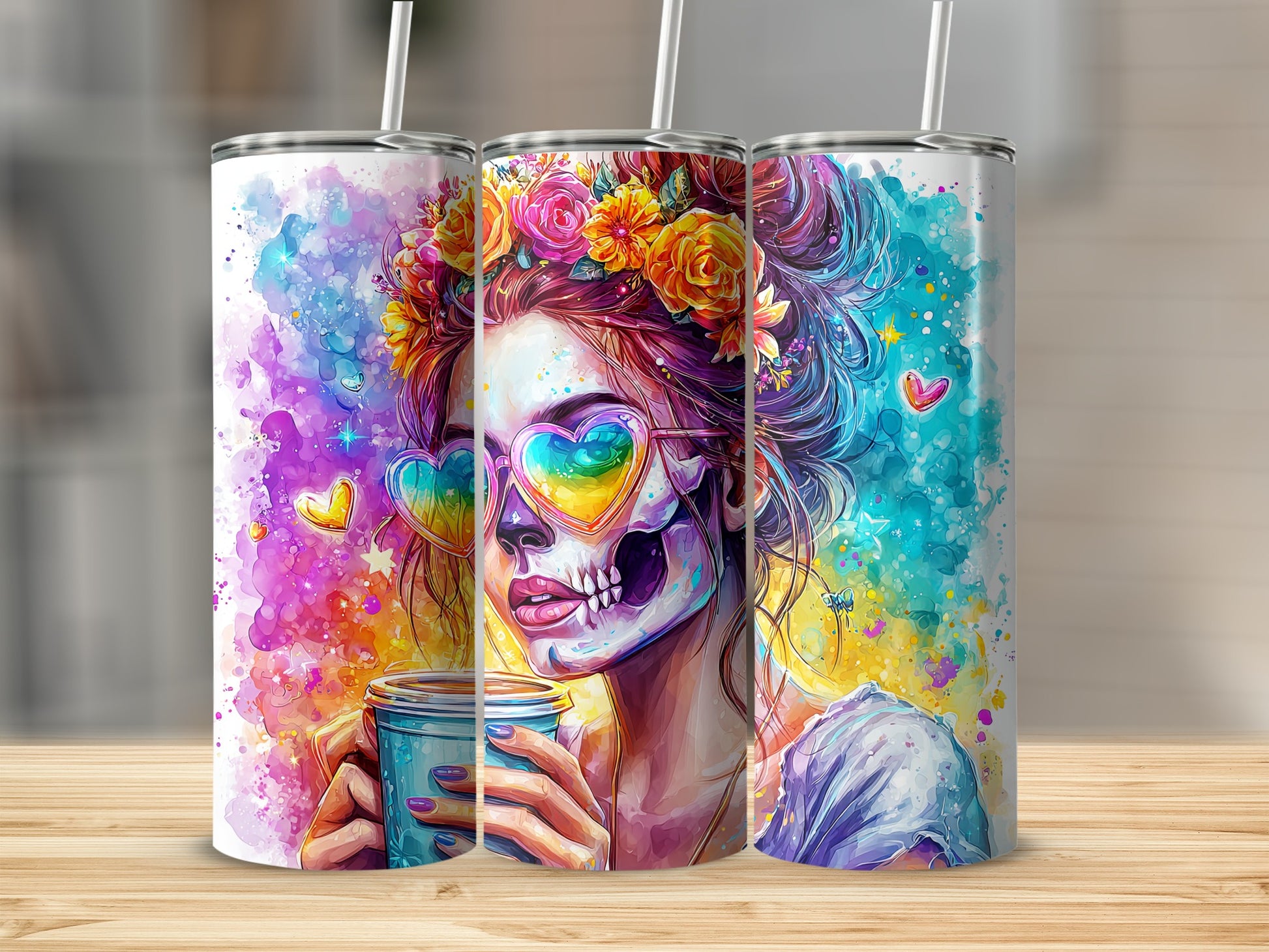 Skull Girl with Heart Sunglasses Tumbler  Product