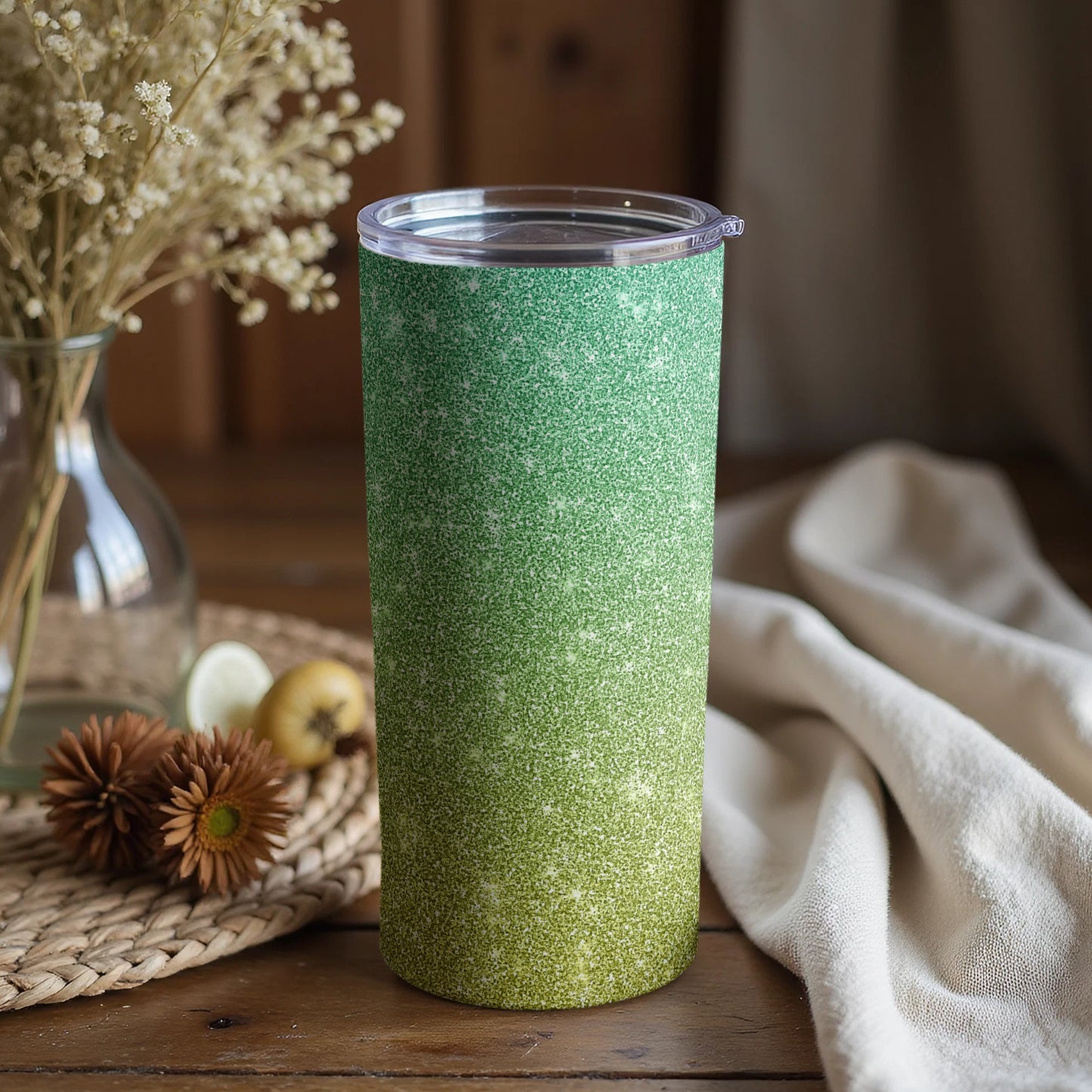 Gradient Green Sparkle Tumbler for Everyday Use