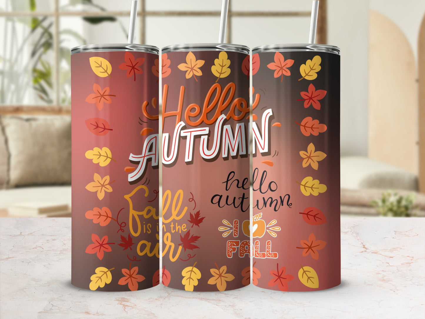 Fall Is In The Air Hello Autumn Tumbler Product