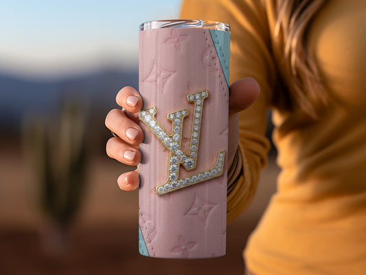 Elegant Pink Sparkling Monogram Tall Tumbler Cup