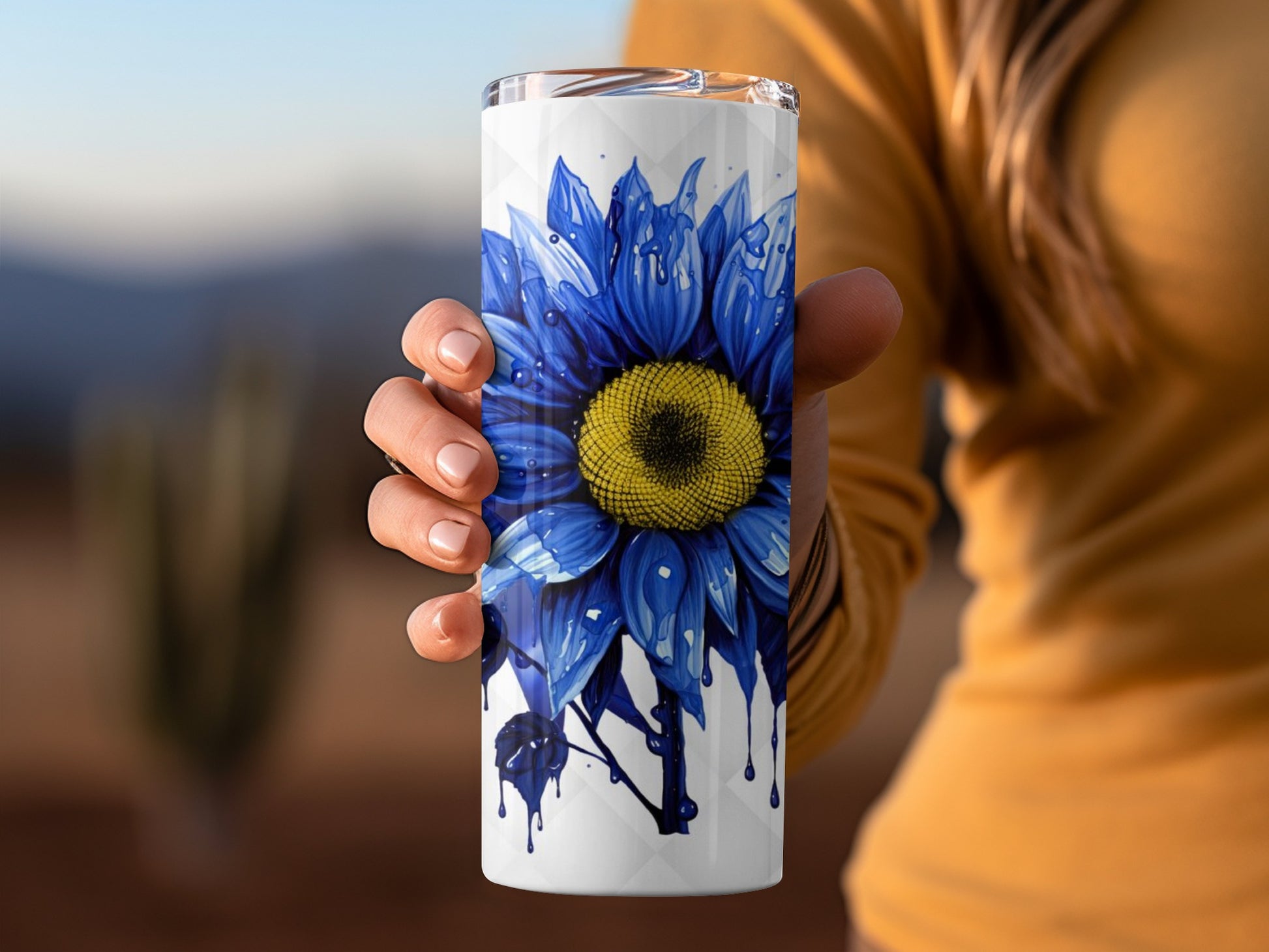 Blue Sunflower Design Insulated Tumbler Cup Product
