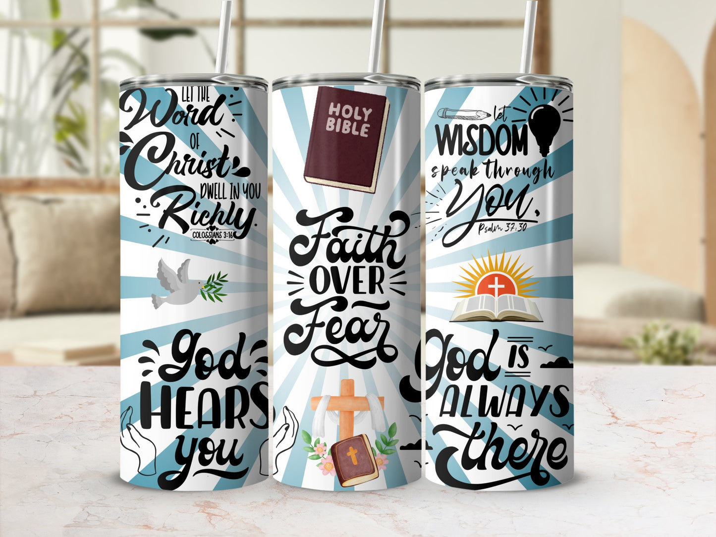 Inspirational Christian Faith Over Fear Drinkware