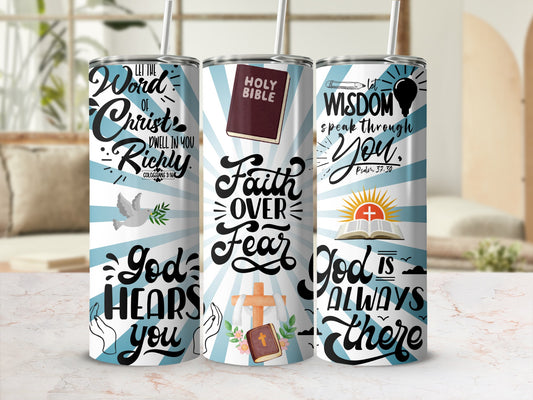 Inspirational Christian Faith Over Fear Drinkware