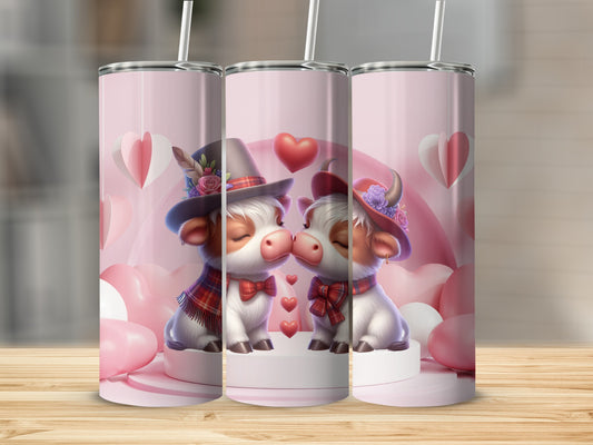 Adorable Kissing Cow in Love Themed Tumbler