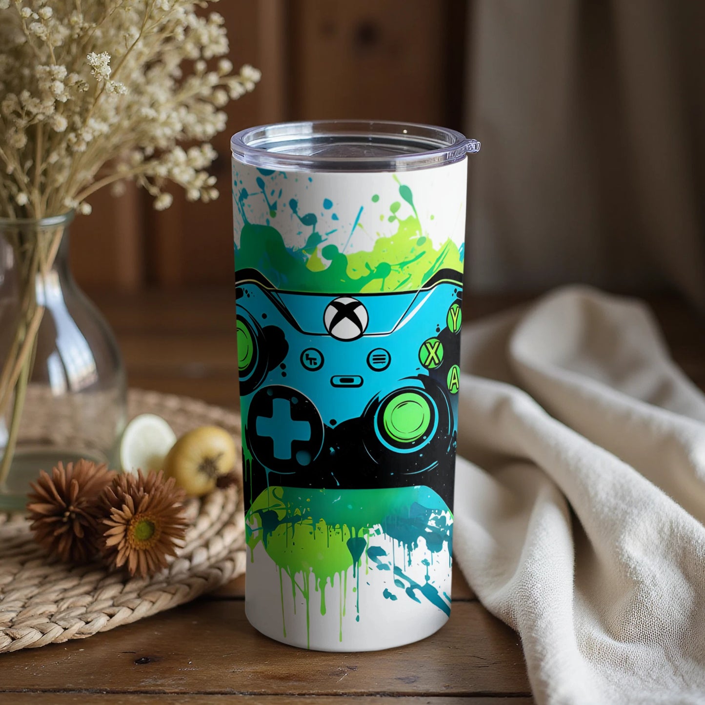 Colorful Graphics Gaming Controller Art Tumbler