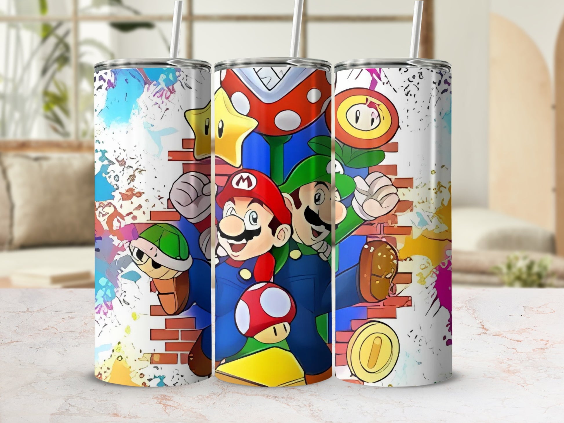 Retro Mario and Luigi Design Tumbler Collection