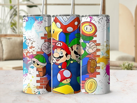 Retro Mario and Luigi Design Tumbler Collection