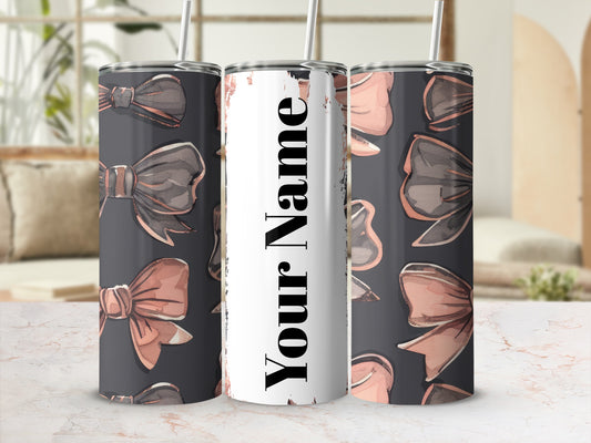 Personalized Bow Design Tumbler with Custom Name Print