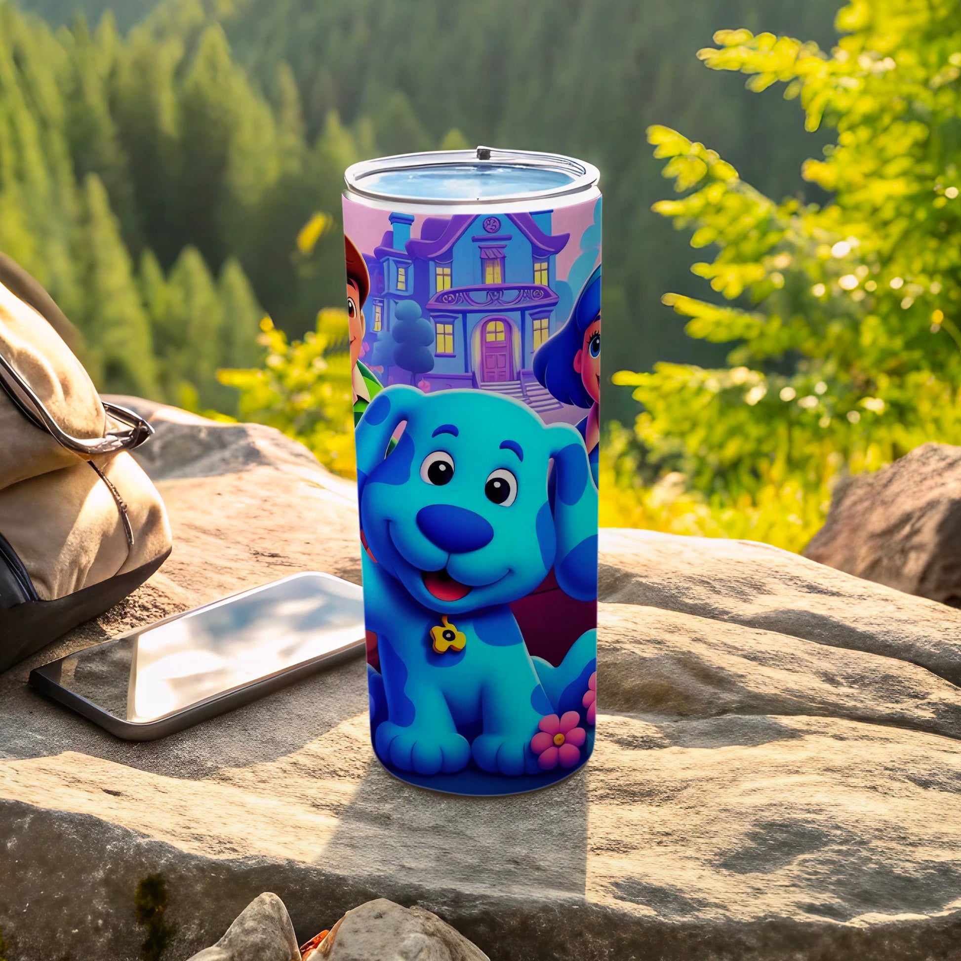 Adorable Cartoon Blue Dog Theme Stainless Steel Tumbler