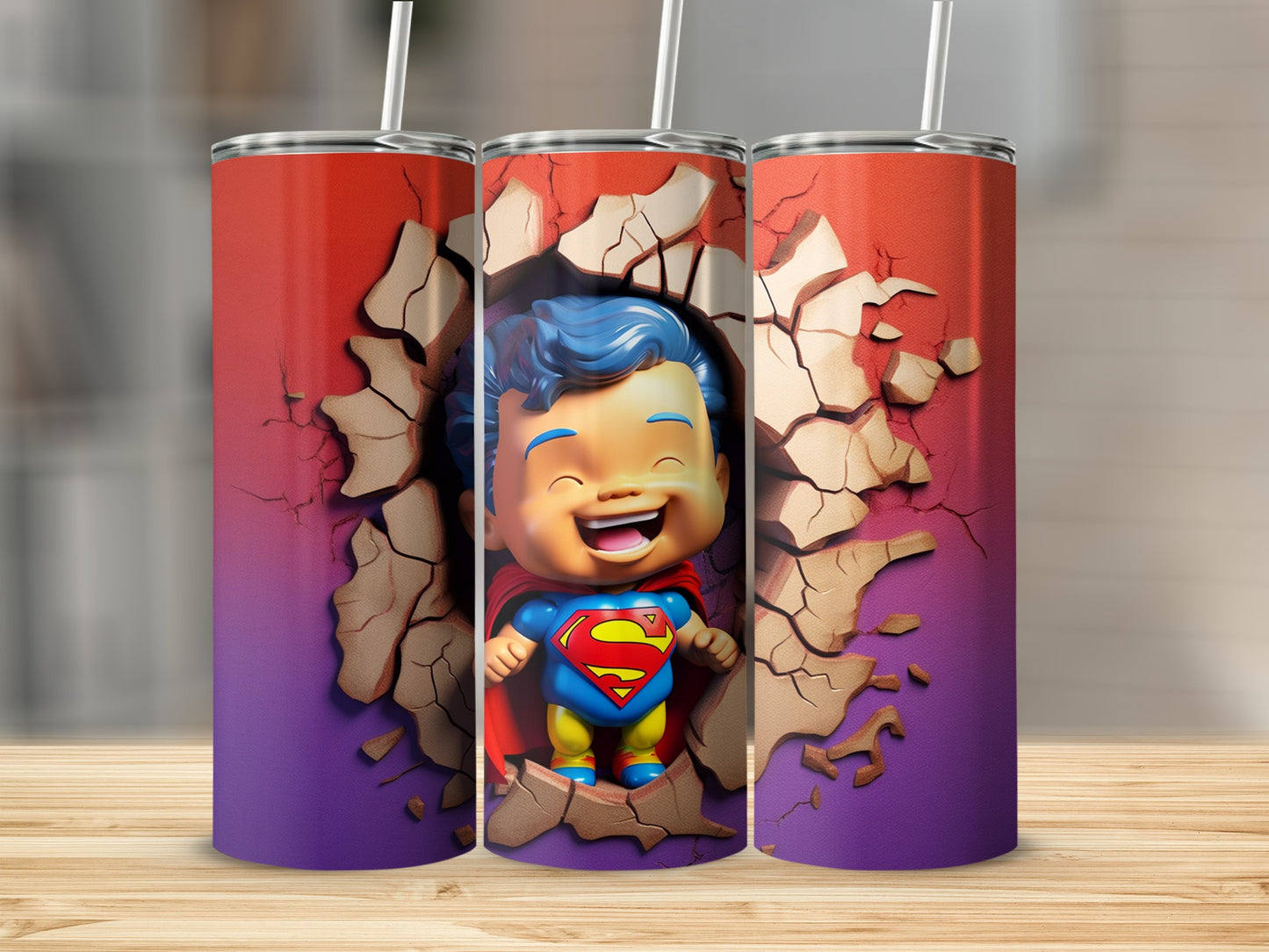 Adorable Superhero Themed Tumbler With 3D Kids Design