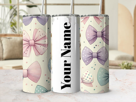 Personalized Bow Design Insulated Tumbler with Straw