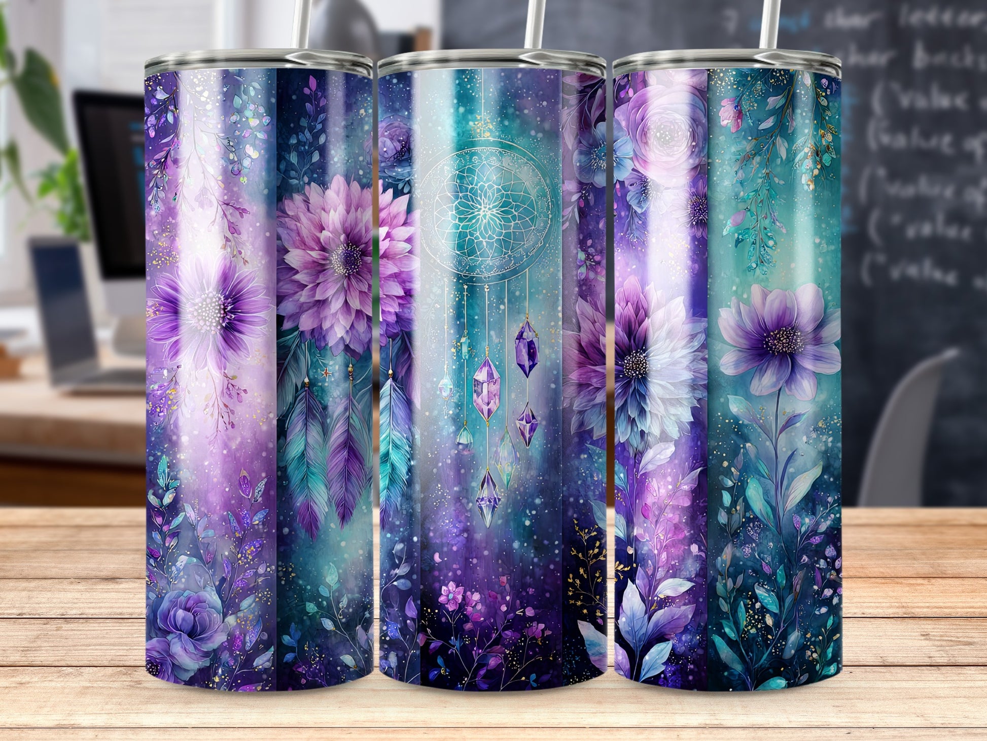 Stunning Dreamy Floral and Crystal Tumbler