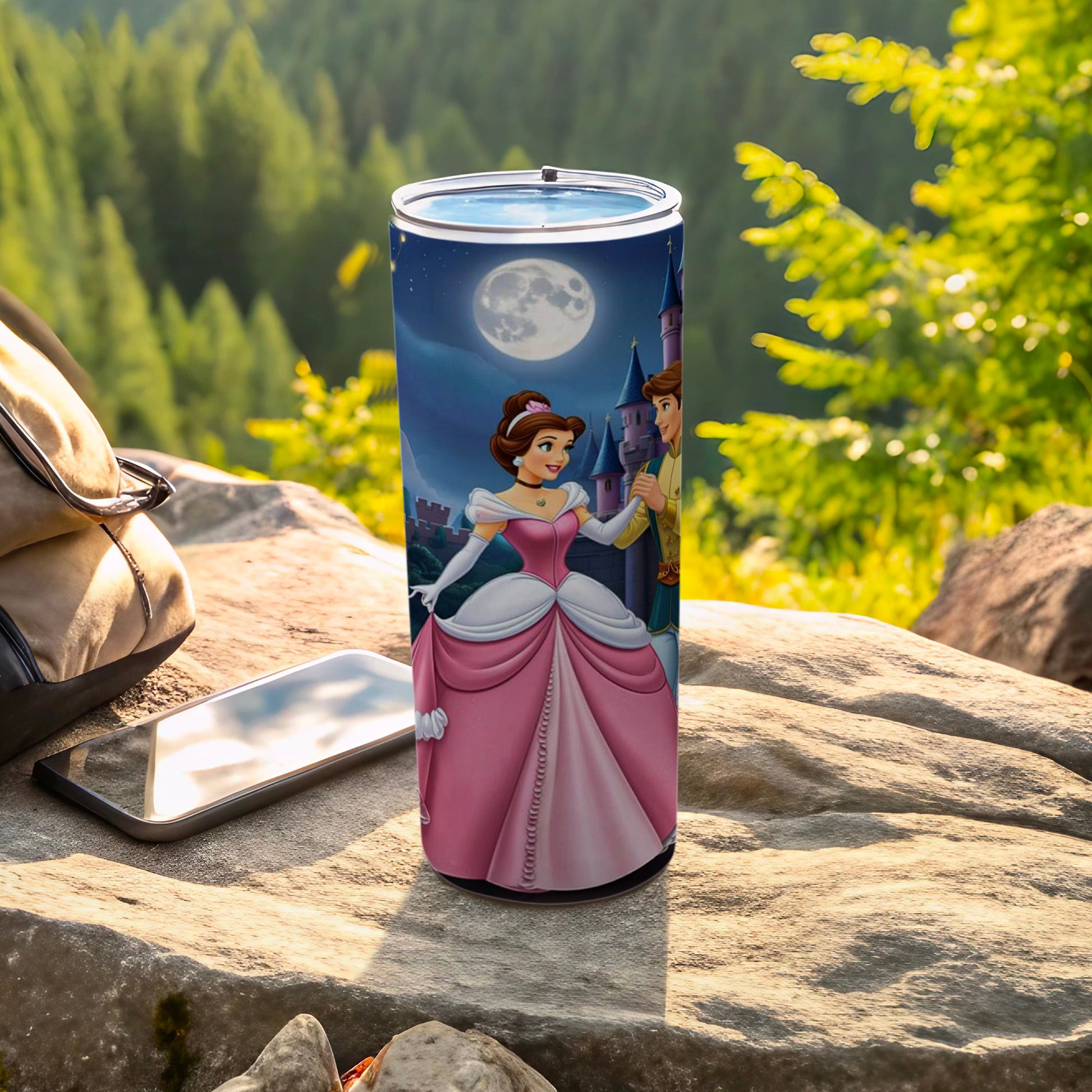 Princess and Prince Night Scene Travel Tumbler