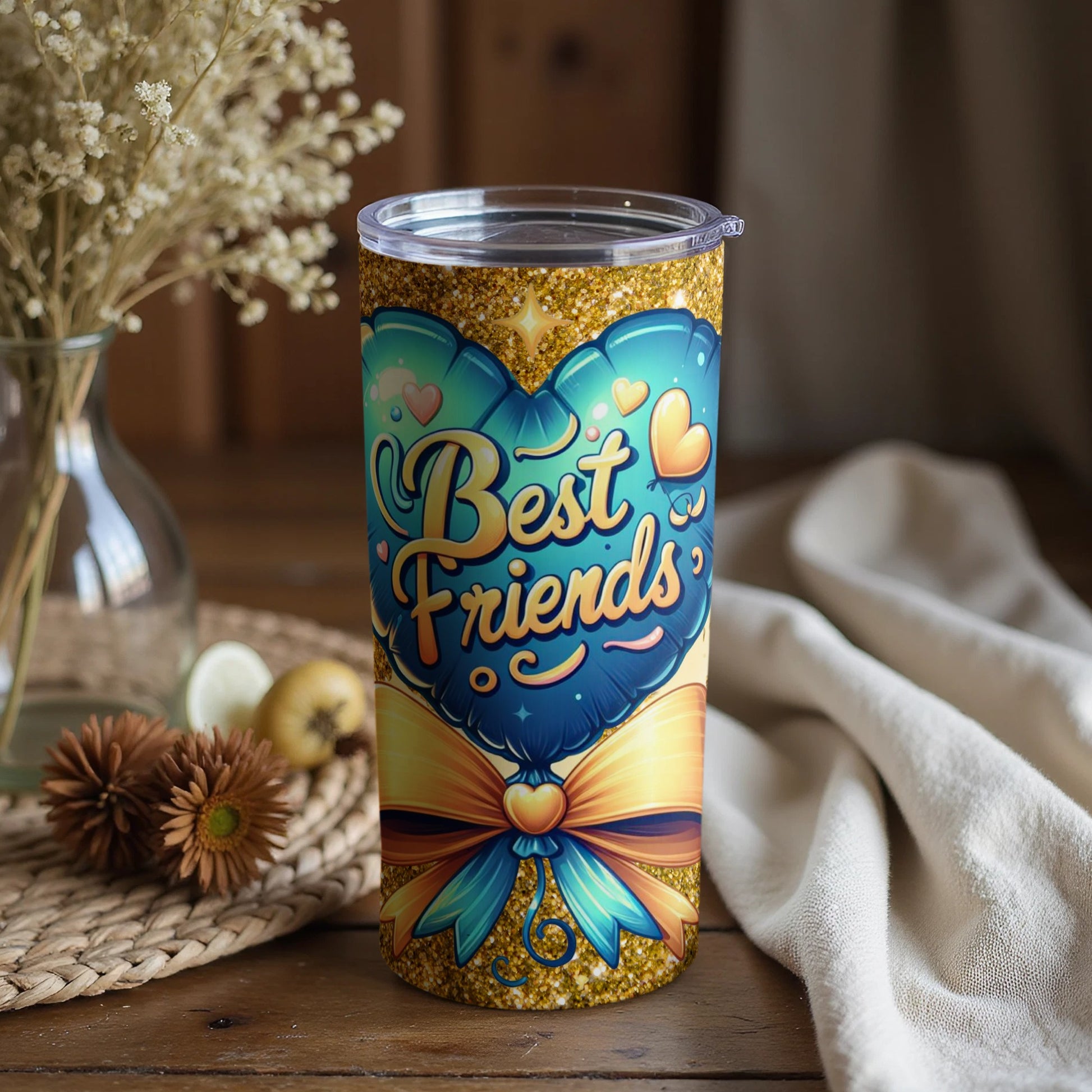 Vibrant Best Friends Design Tumbler for Friendship Gifts