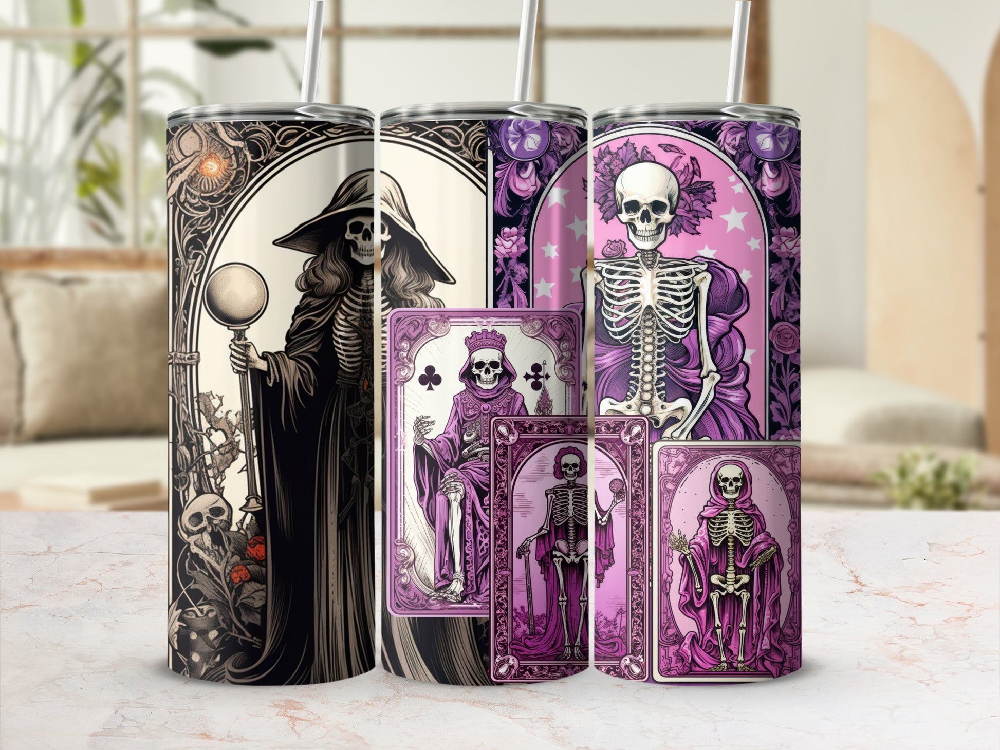 Gothic Skeleton Tarot Card Design Tumbler Product