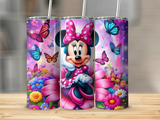 Colorful Butterfly and Minnie Mouse Themed Tumbler