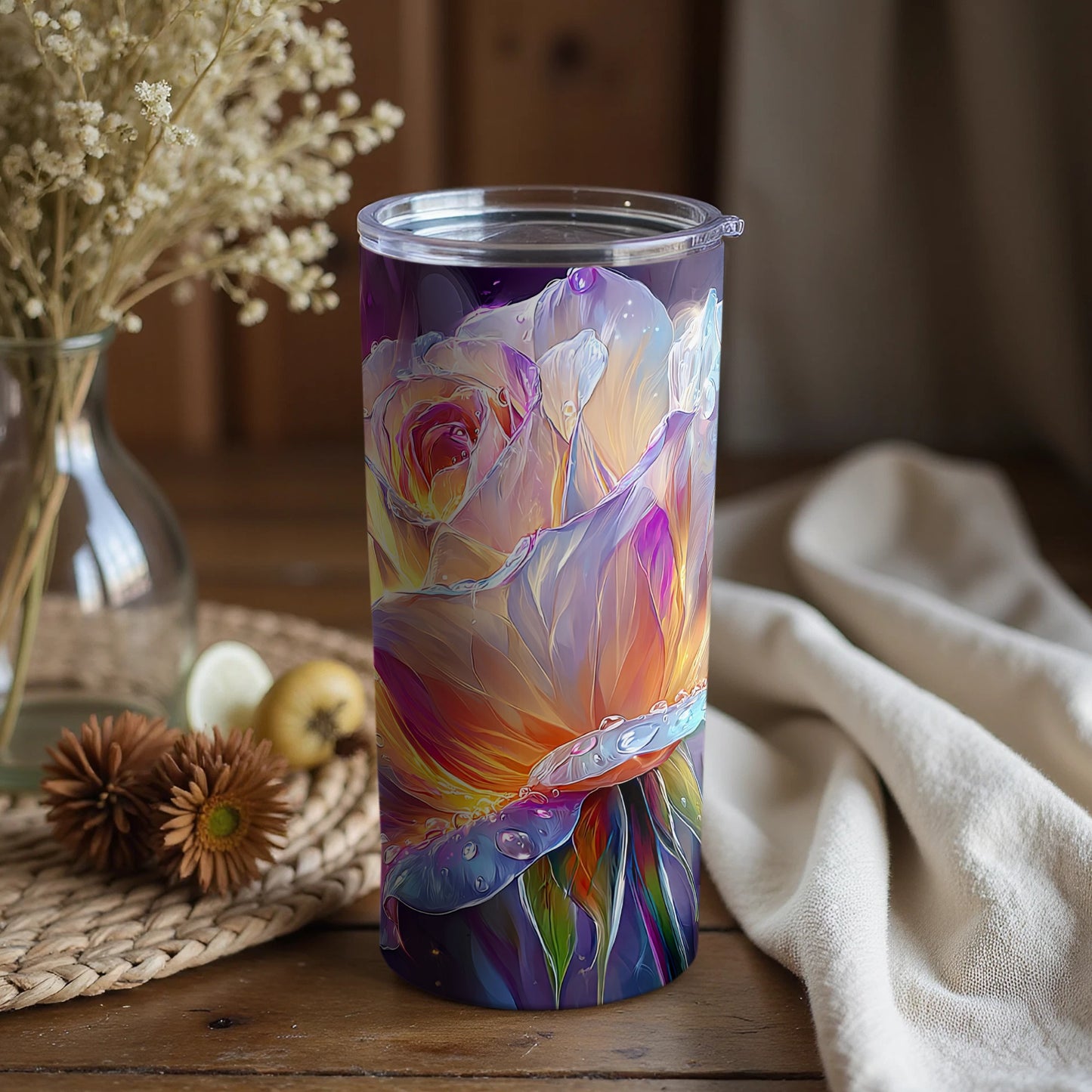 Vibrant Floral Art Stainless Steel Tumbler
