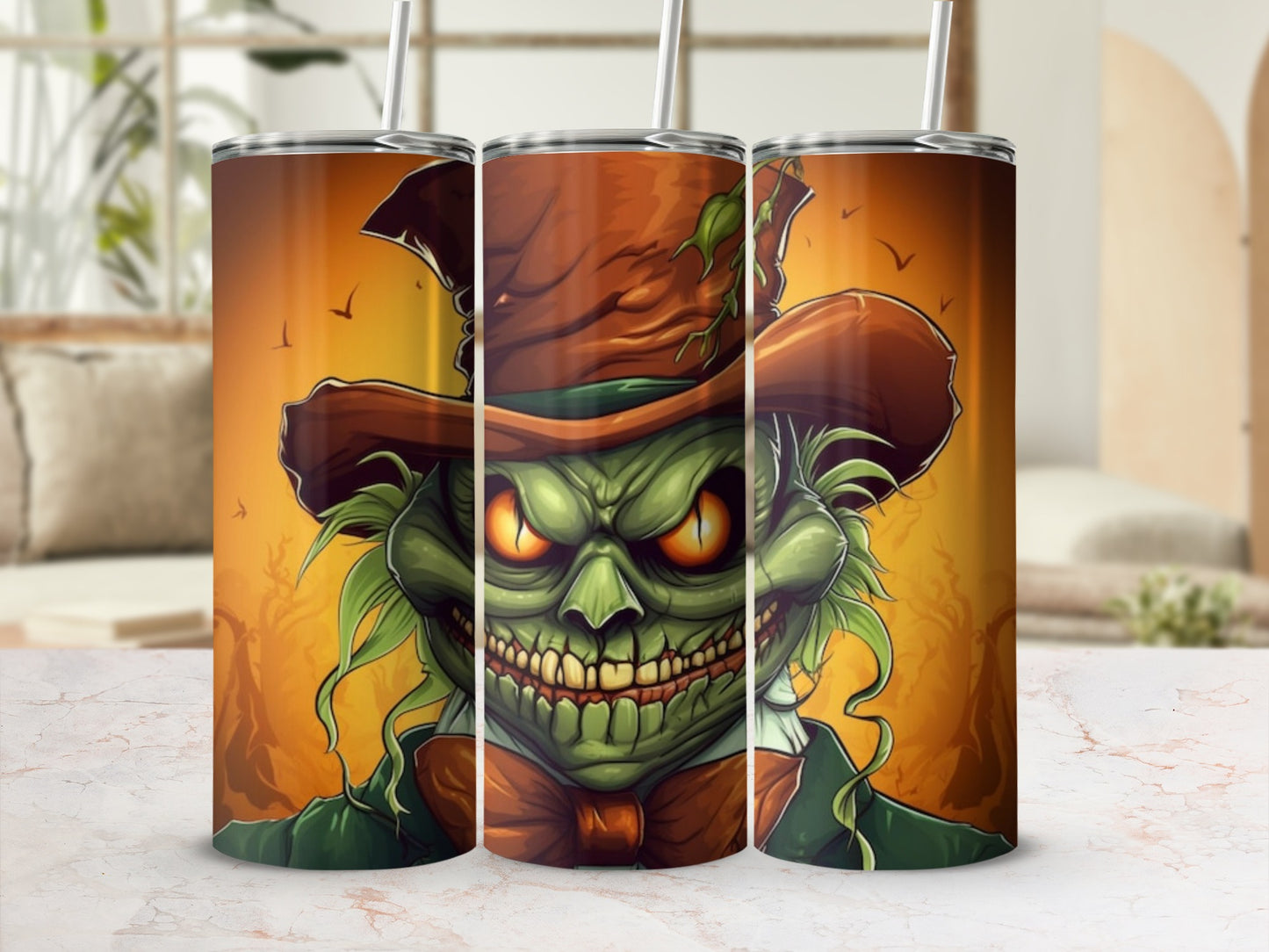 Spooky Green Monster with Hat Custom Tumbler