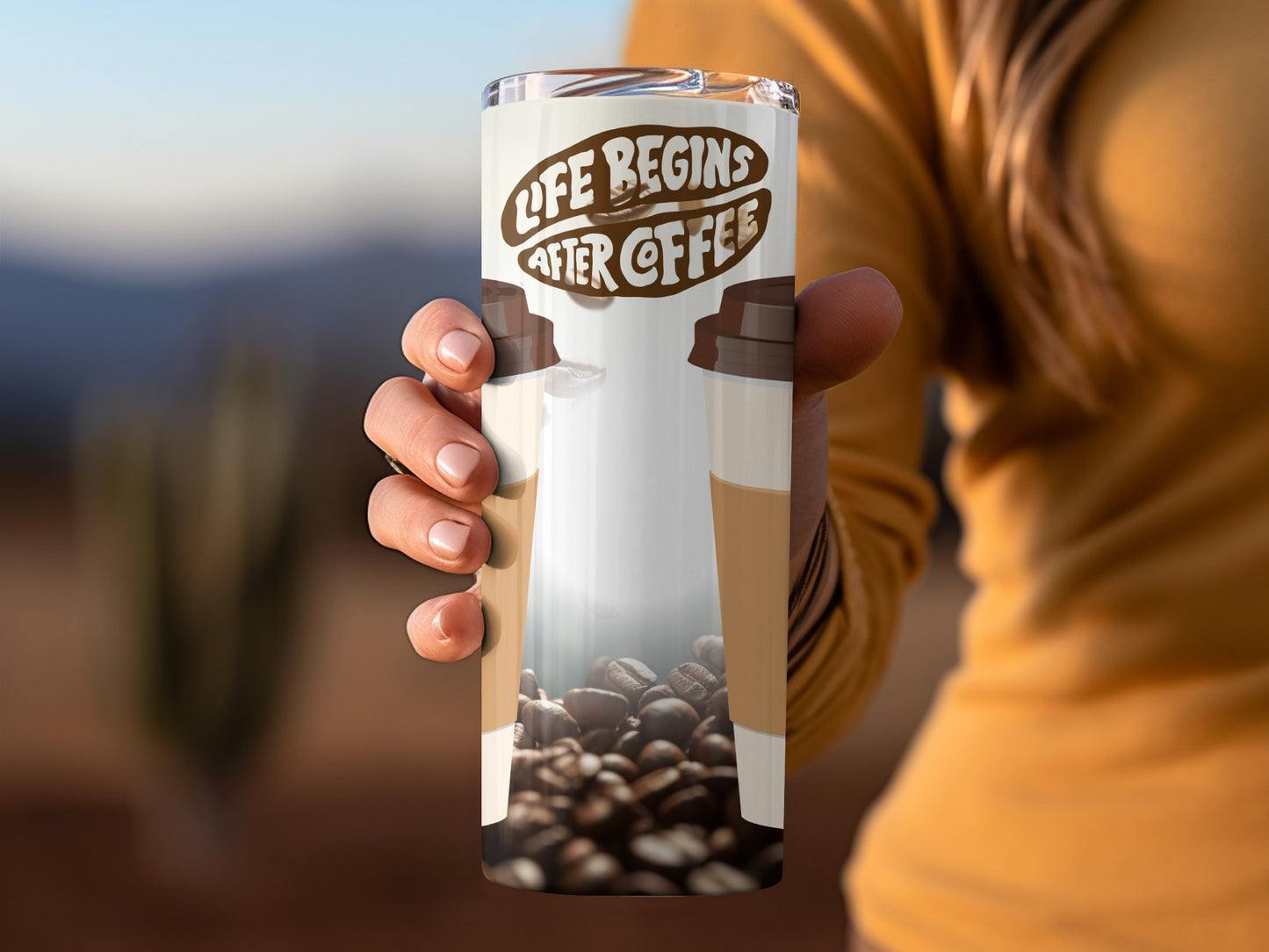 Life Begins After Coffee Quote Tumbler Cup Beverage Accessory