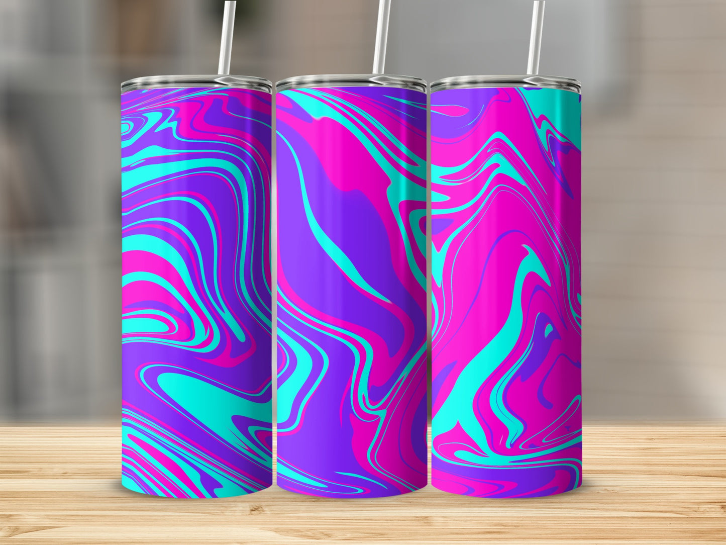 Vibrant Psychedelic Swirl Pattern Insulated Drink Tumbler