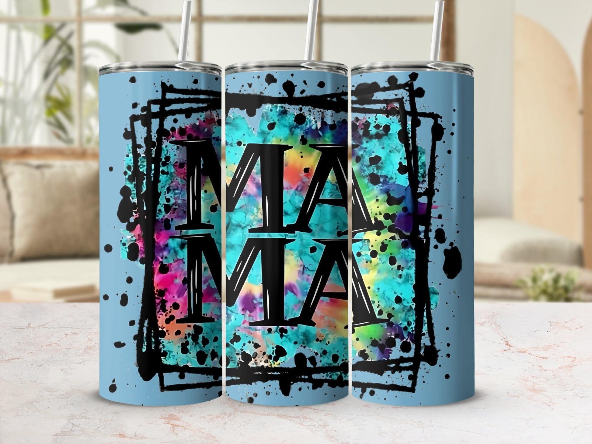Colorful Abstract Mama Design Tumbler Cup for Moms