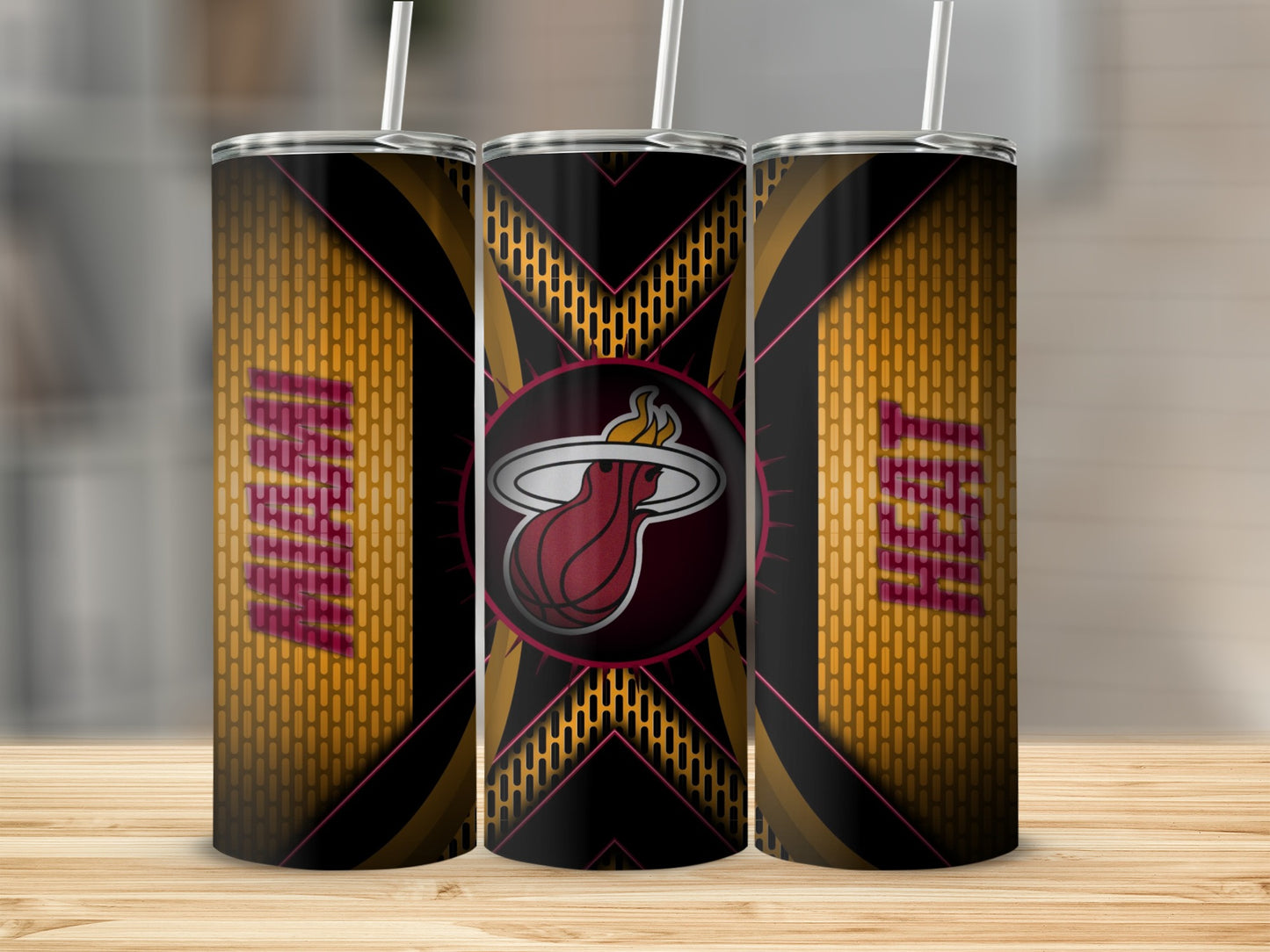 Miami Heat Basketball Flames Logo Design Pattern Tumblers