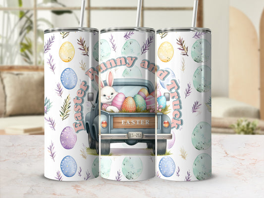 Easter Bunny and Truck Design Watercolor Eggs Tumbler product type