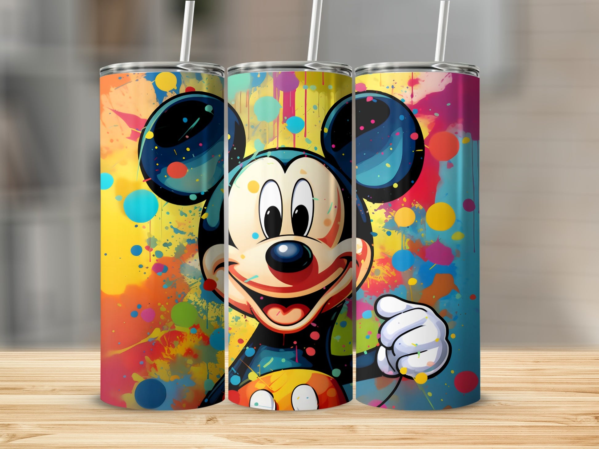Colorful Cartoon Character Drink Tumbler with Splashes