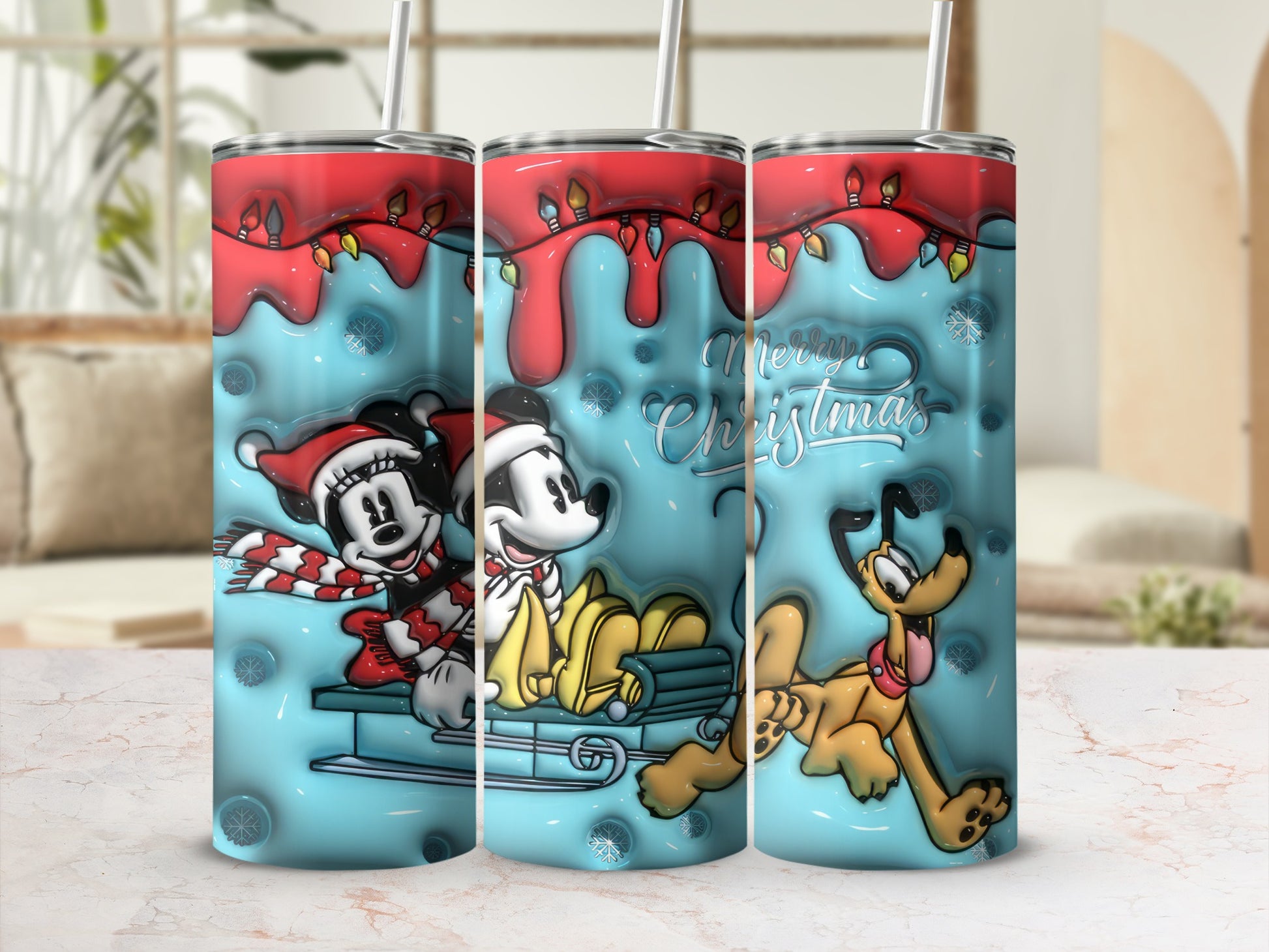 Merry Christmas Cartoon Characters Holiday Tumbler