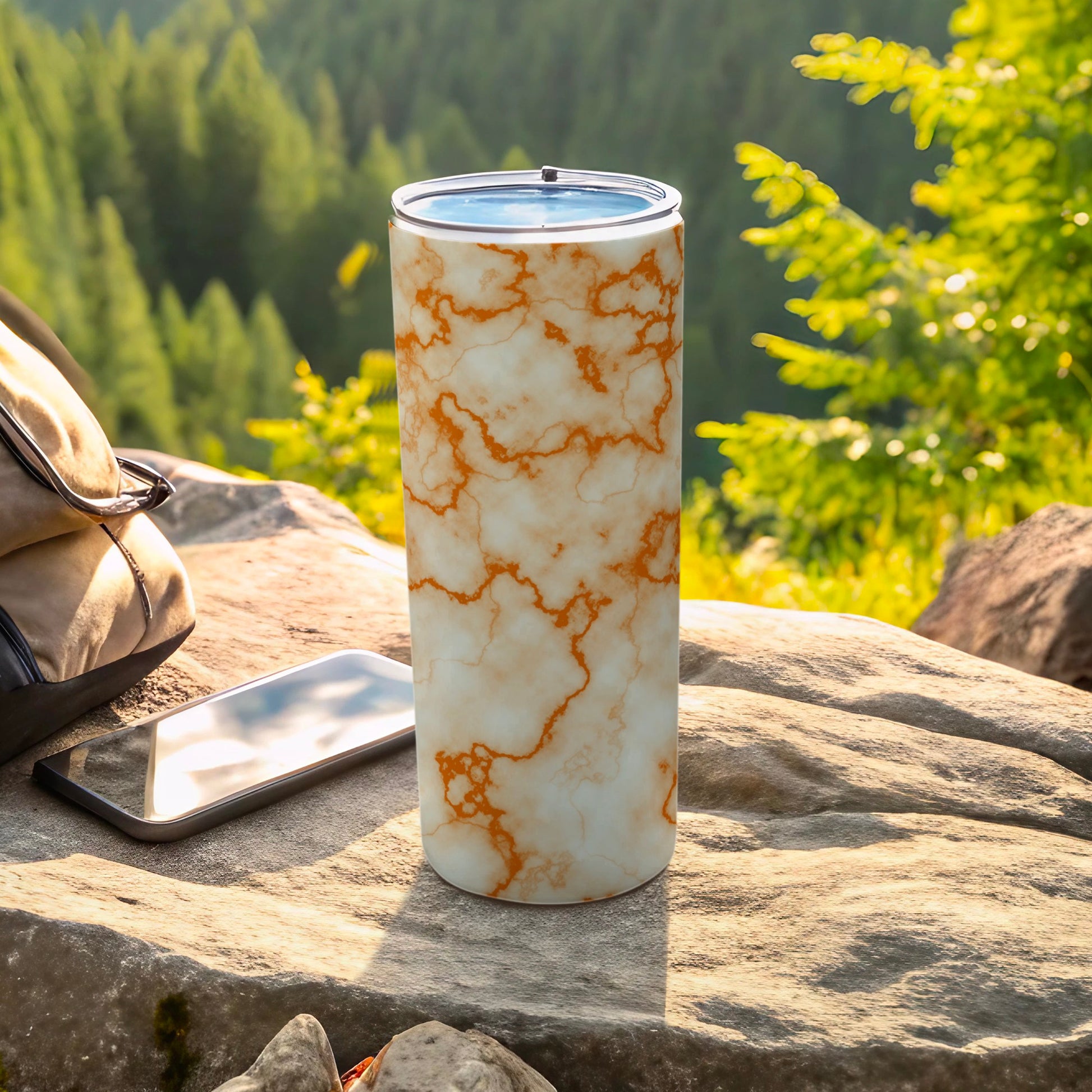 Elegant White Orange Marble Pattern Drinkware product type