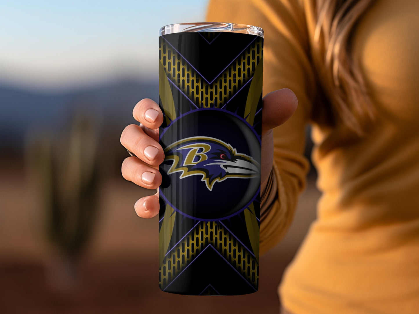 Baltimore Ravens Symbol in Gold and Black Design Tumblers