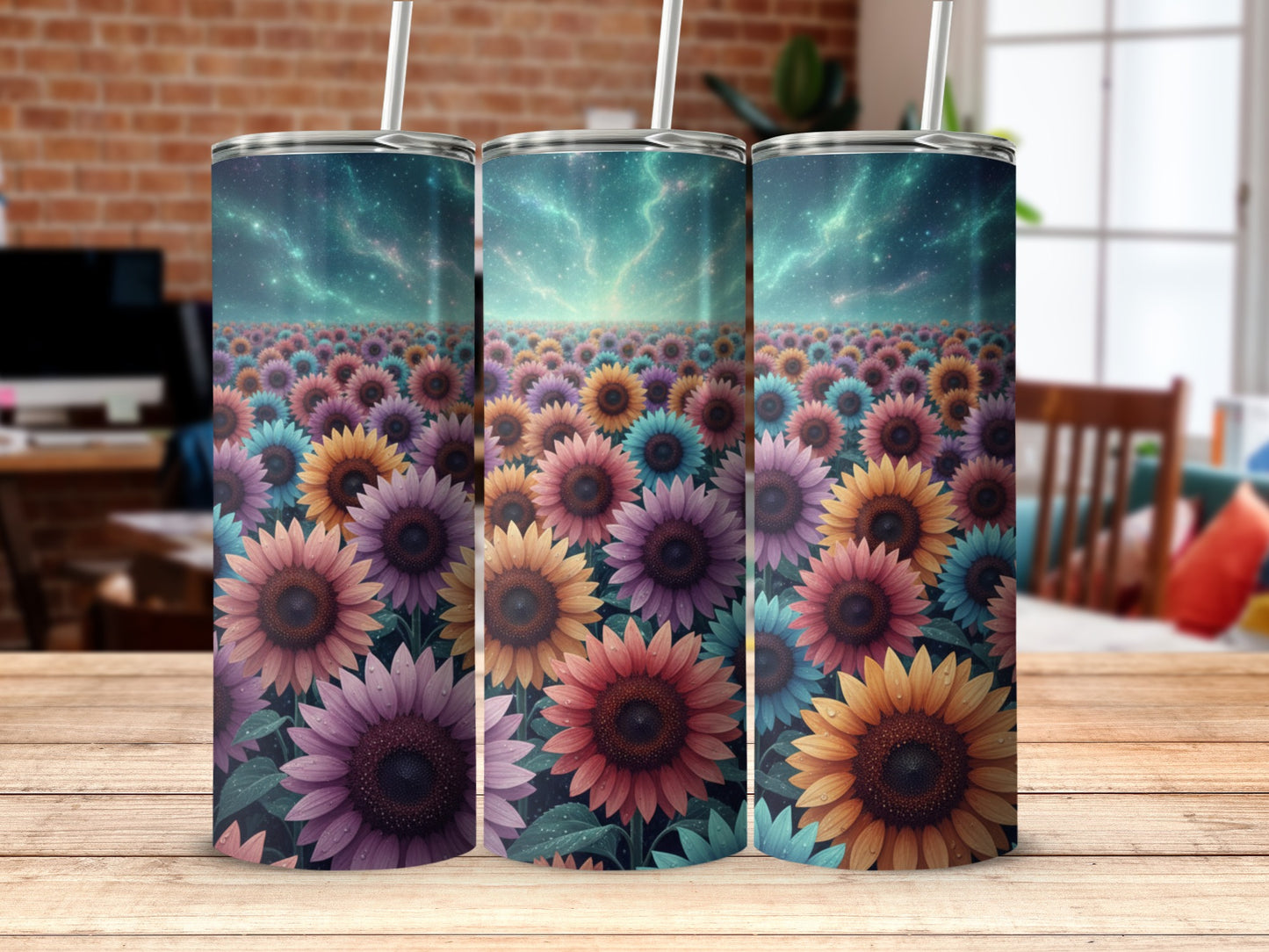 Starry Sky Sunflowers Tumbler for Beverage