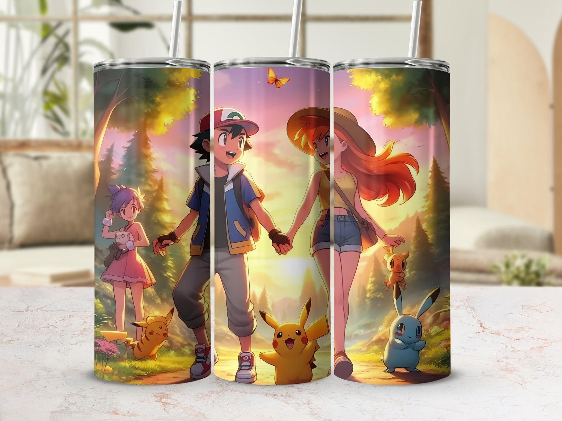 Anime Characters and Pikachu Stainless Steel Tumbler