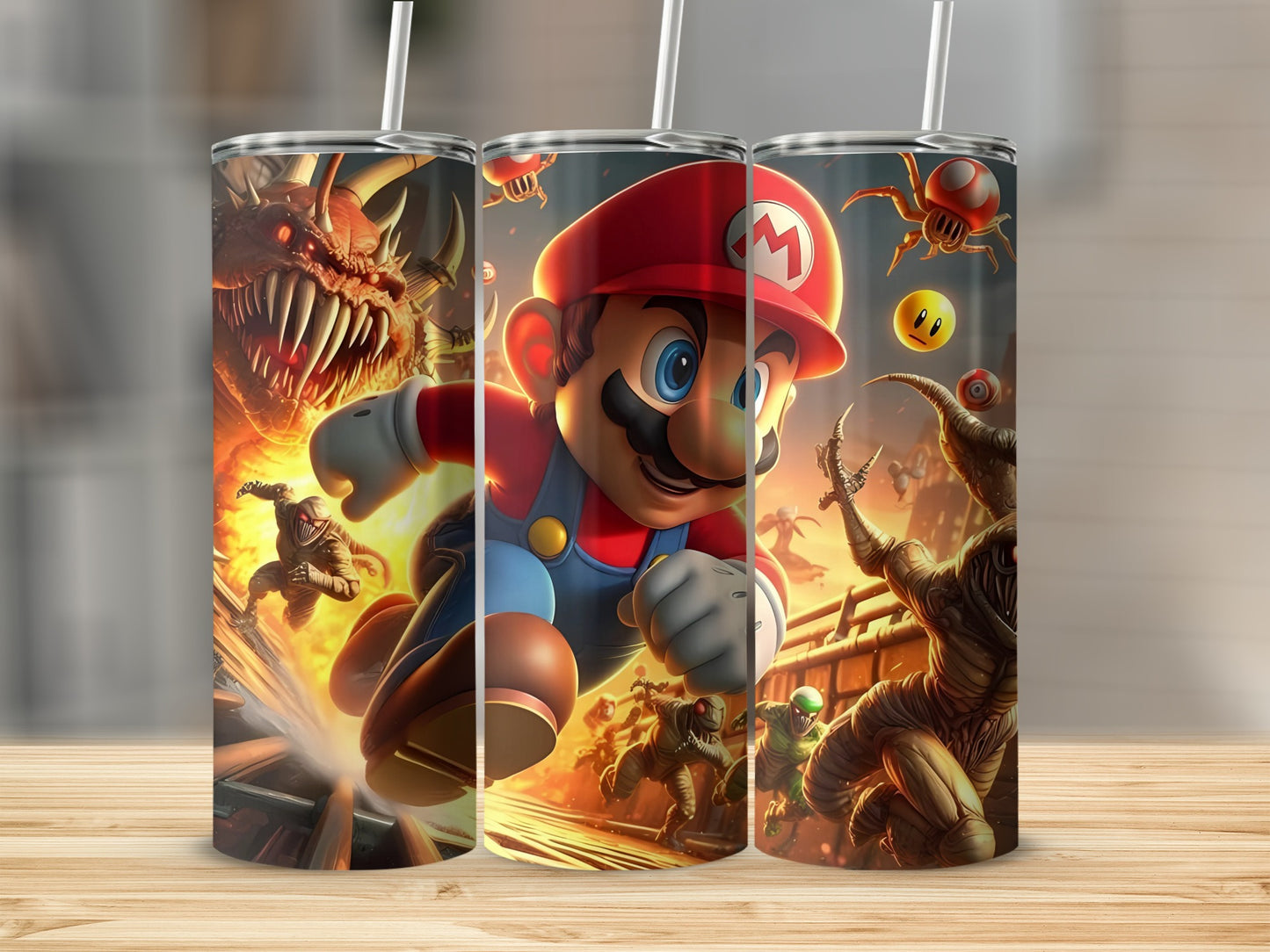 Action-Packed Mario Graphic Insulated Tumbler Cup