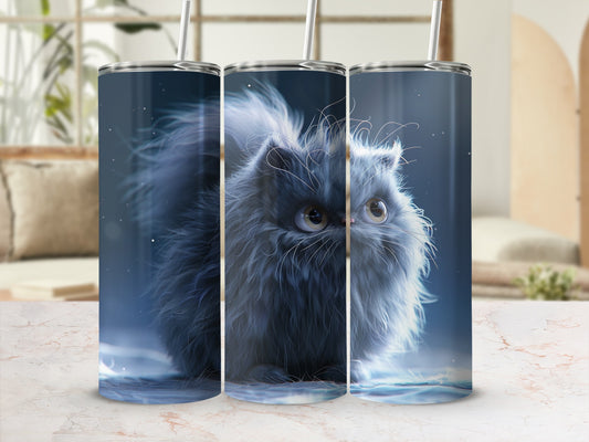 Enchanting Fluffy Gray Cat Blue Light Tumbler product type