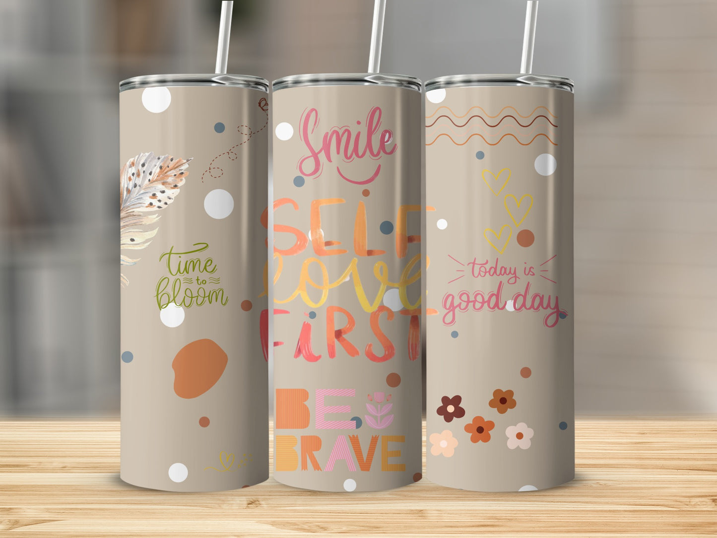 Inspiring Floral and Motivational Quotes Tumbler