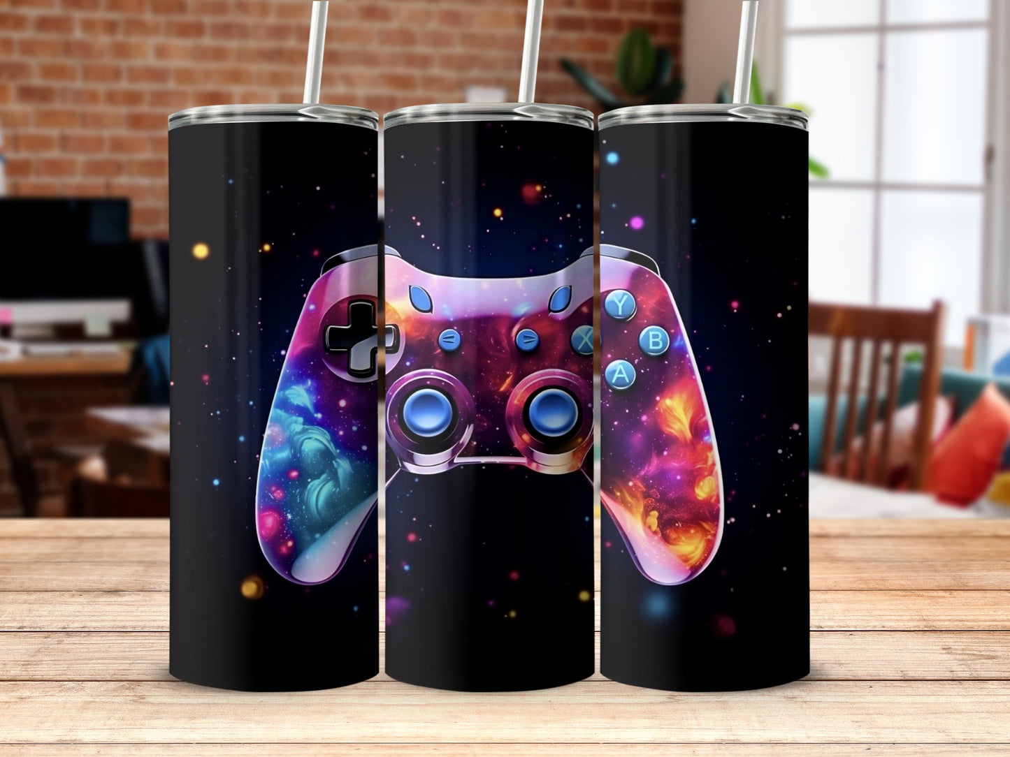 Colorful Galaxy Gaming Controller Artwork Tumbler