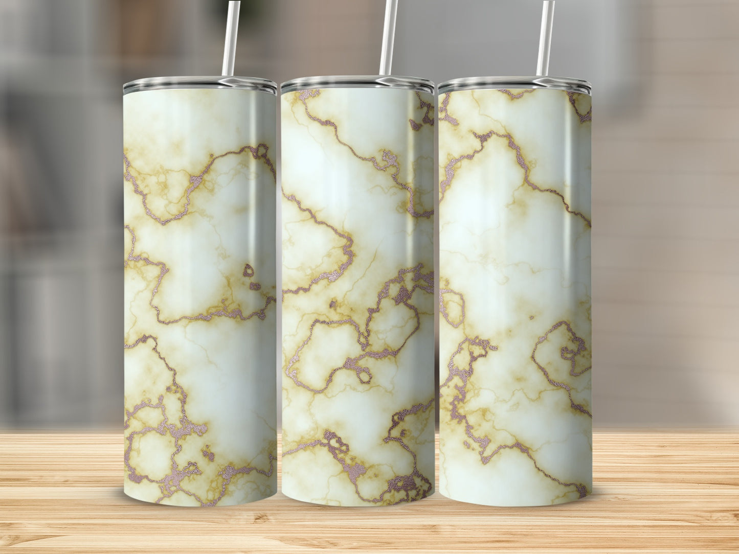 Luxurious Marble Gold Veins Elegant Design For Tumblers